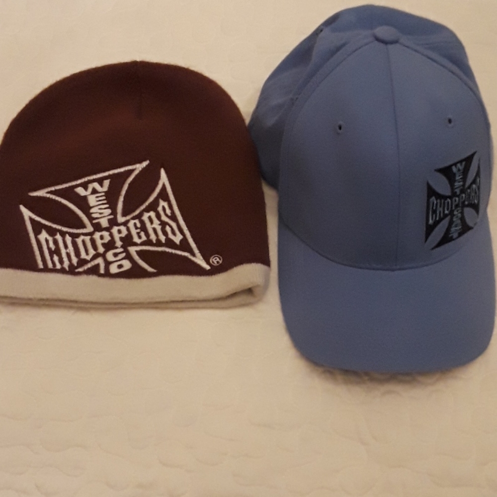 West Coast Choppers knit cap and Baseball flex cap